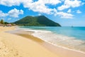 Reduit Beach - Tropical coast on the Caribbean island of St. Lucia. It is a paradise destination with a white sand beach and