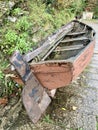 Redundant rowing boat on the quayside