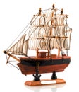 Redwood ÃÂarved model of frigate Royalty Free Stock Photo