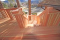 Redwood deck staircase