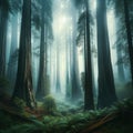 Redwood Dreamscape: A Fog-Kissed Mystical Forest