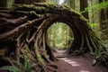 redwood forest hike trail winding through giant trees