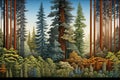 Redwood forest vector image. Beautiful illustration picture. Generative AI