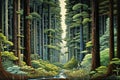 Redwood forest vector image. Beautiful illustration picture. Generative AI