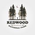 redwood vintage outdoor logo vector design, woodland symbol illustration design