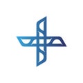 Logo with plus icon, catchy, inspiring plus decorative motifmodern logo, new icon