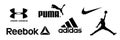 Reebok, Nike, Jordan, Adidas, Puma, Under Armour - logos of sports equipment and sportswear company. Kyiv, Ukraine - December 20,