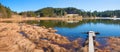 Reed bank of lake Geroldsee, bavarian landscape Royalty Free Stock Photo