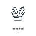 Reed bed outline vector icon. Thin line black reed bed icon, flat vector simple element illustration from editable nature concept