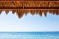 Reed canopy on arbor on beach Royalty Free Stock Photo