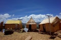 Reed huts on the Floating Islands on Lake Titicaca