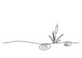 Reed or marsh hornwort, one line drawing vector illustration