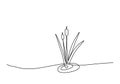 Reed or marsh hornwort, one line drawing vector illustration