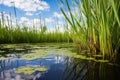 reeds and lily pads in a prime bass-fishing swamp Royalty Free Stock Photo