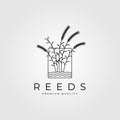 Reeds minimalist logo with water vector vintage illustration design Royalty Free Stock Photo