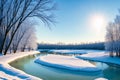 Reeds Near of the Frozen River made with Generative AI Royalty Free Stock Photo