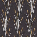 Reeds and wetland plants - Interior wallpaper - seamless background - leather texture