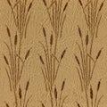 Reeds in wetland plants - Pattern of the decorative background - Interior wallpaper - leather texture