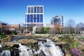 The Reedy River in Falls Park, in the center of downtown Greenville South Carolina Royalty Free Stock Photo