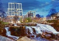 The Reedy River in Falls Park, in the center of downtown Greenville South Carolina Royalty Free Stock Photo