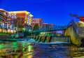 Reedy River and RiverPlace Bridge in Downtown Greenville, South