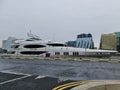 Reef chief yacht docked in Dublin Ireland on Liffey river