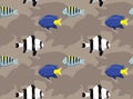 Reef Damselfish Cartoon Seamless Wallpaper Royalty Free Stock Photo