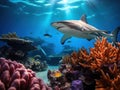Ai Generated illustration Wildlife Concept of Reef Shark Close Royalty Free Stock Photo