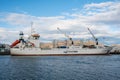 Reefer Silver Copenhagen loading in port of Hornafjordur Royalty Free Stock Photo