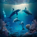 Reefs and dolphines Royalty Free Stock Photo