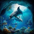 Reefs and dolphines Royalty Free Stock Photo