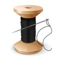 Reel with black thread and needle Royalty Free Stock Photo
