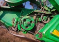 Reel in the combine closeup. Part of the agricultural machine.