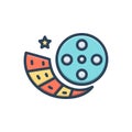 Color illustration icon for Reel, film roll and footage Royalty Free Stock Photo