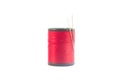 Reel or spool of red sewing thread isolated on white. background Royalty Free Stock Photo