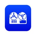 Reel tape recorder icon blue vector