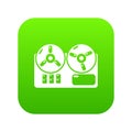 Reel tape recorder icon green vector