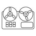 Reel tape recorder icon , outline style