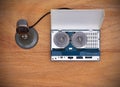 Reel tape recorder and microphone Royalty Free Stock Photo