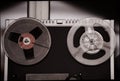 Reel tape recorder, old, vintage, portable reel to reel tube tape-recorder. Royalty Free Stock Photo