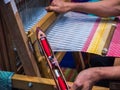 Reel yarn bobbin work on weaving apparatus