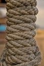 Thick brown rope rolled into a roll. Royalty Free Stock Photo