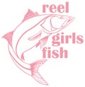 Reel girls fish design, funny girly fishing text with snook