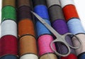 reels of cotton and scissors Royalty Free Stock Photo