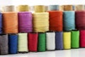 Reels or spools of multicolored sewing threads. Threads of all c Royalty Free Stock Photo