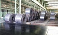 Reels of steel plate in shop Royalty Free Stock Photo