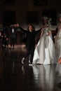 Reem Acra greets the audience after presenting her Reem Acra Spring 2019 Bridal Collection