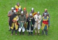 Reenactment group dressed as Medieval men at arms