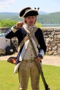 Reenactment of soldier filling weapon,Fort Ticonderoga,New York,2014