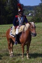 Reenactor at Borodino battle historical reenactment in Russia